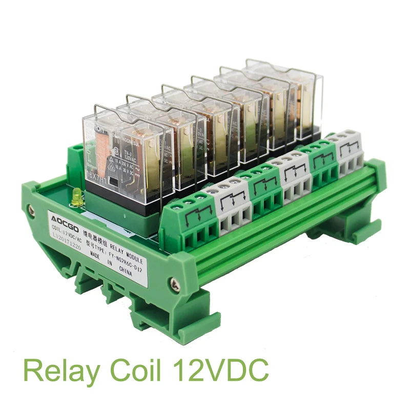 Фото 6 канальный 1 SPDT DIN рейку OMRON G2R 12V DC/AC интерфейс релейный модуль|omron g2r|interface relay6 channel |