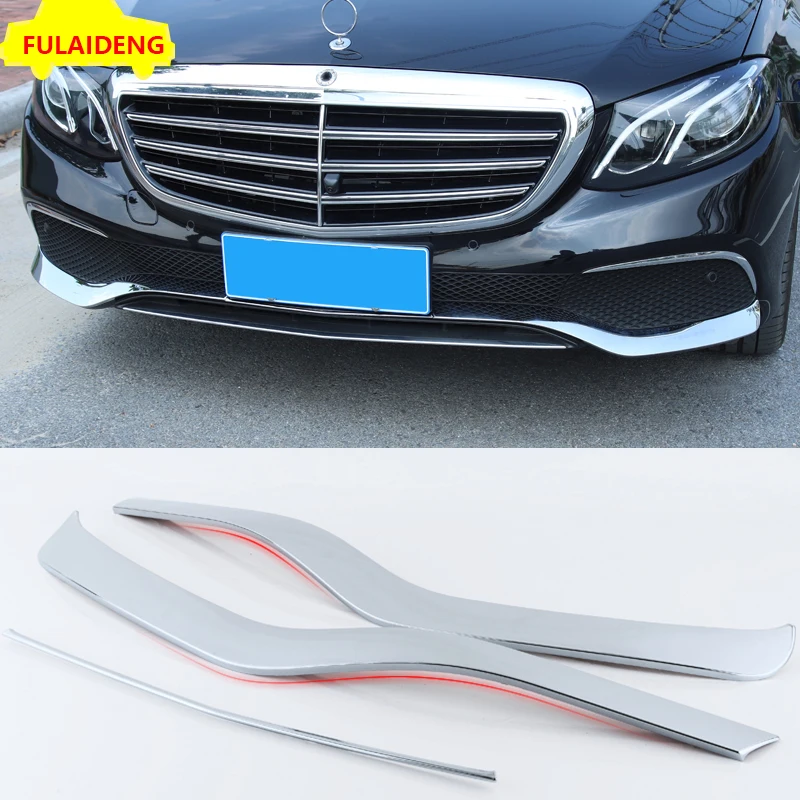 3 шт. для Mercedes Benz E Class W213 2016 2017 ABS Хромированная передняя решетка Нижний Бампер губа