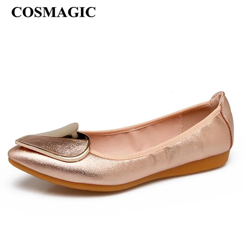 Фото Новинка 2019 женские балетки COSMAGIC с пряжкой в форме сердца Мокасины весенние