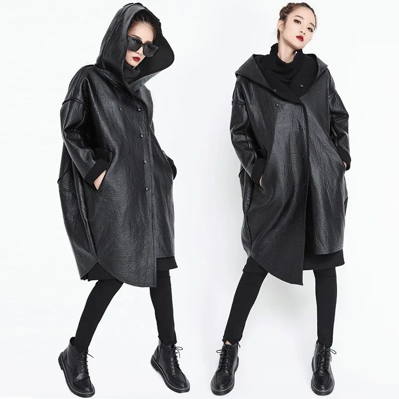 Nice New Winter Fashion Hooded Jacket Women Coat PU Leather Jacket Long Sleeve Black Split Joint Thicken Jacket
Nice New Winter Fashion Hooded Jacket Women Coat PU Leather Jacket Long Sleeve Black Split Joint Thicken Jacket
