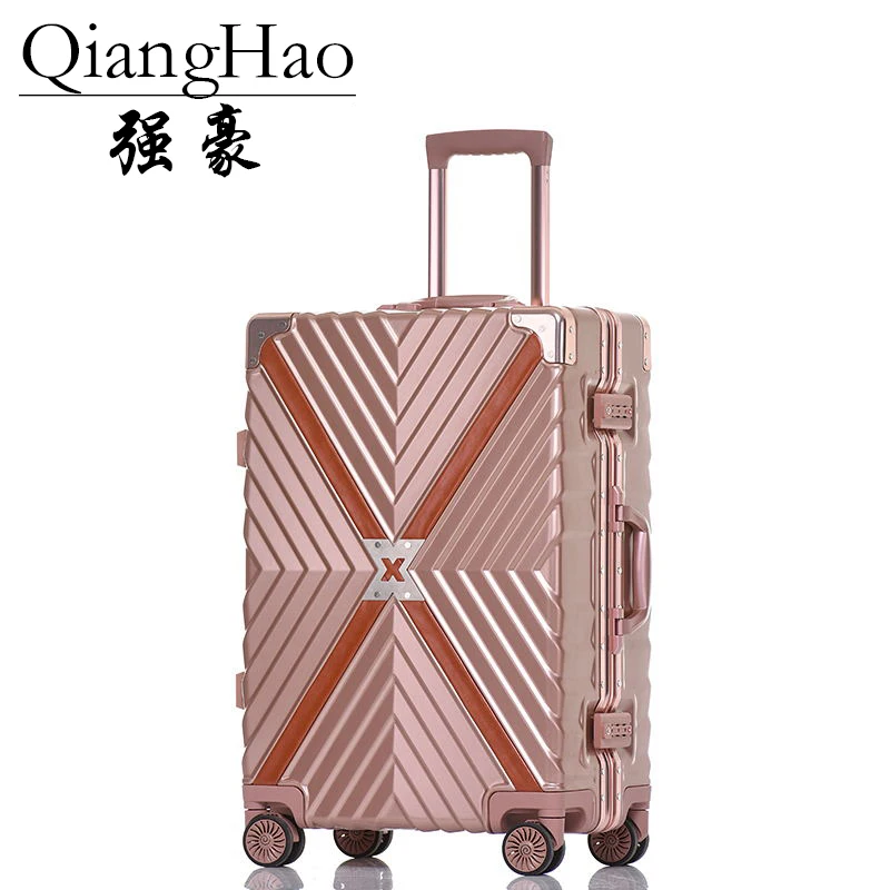 

QiangHao 20" 24" 26" 29" Polycarbonate VS Aluminum Frame Carry On Rolling Hardside Trolley Travel Traveling Luggage Suitcase