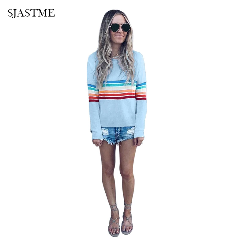 Women Casual Top Rainbow Stripe Printed T-Shirt Crew Neck Long Sleeve Loose Fit Fashion Shirts Color Block Basic Tops S-XXL
Women Casual Top Rainbow Stripe Printed T-Shirt Crew Neck Long Sleeve Loose Fit Fashion Shirts Color Block Basic Tops S-XXL