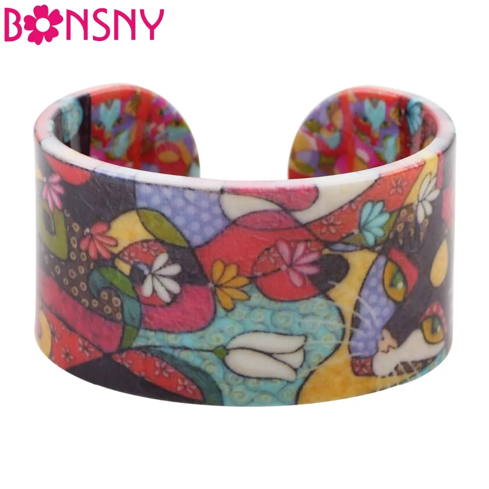 Bonsny Acrylic Colorful Cat Pattern Love Wide Bracelets Bangles Jewelry For Women New Design Charm Summer Manchette Accessories
Bonsny Acrylic Colorful Cat Pattern Love Wide Bracelets Bangles Jewelry For Women New Design Charm Summer Manchette Accessories