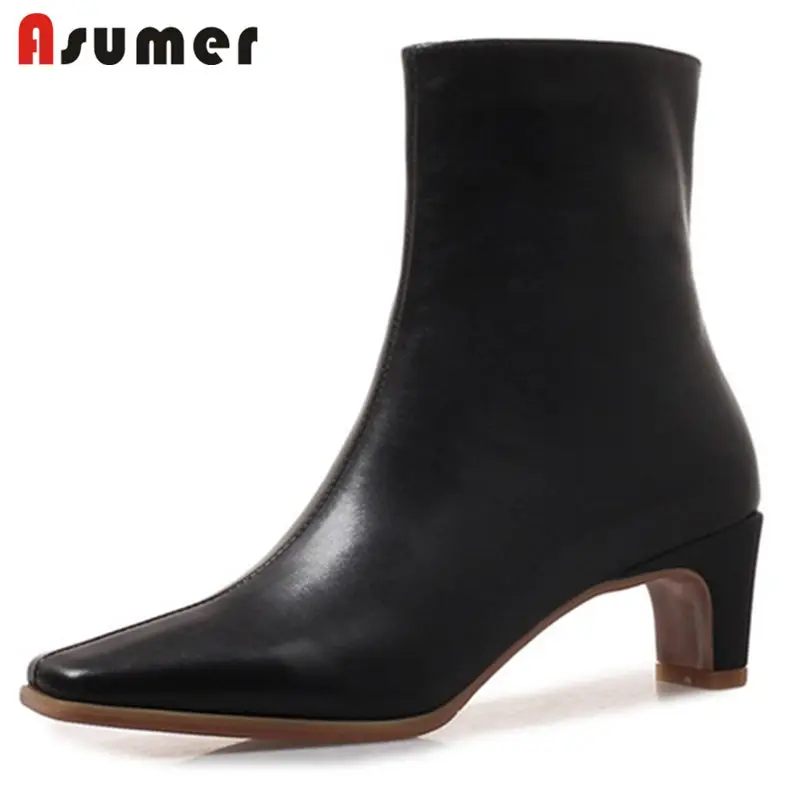 ASUMER SIZE 33-42 2022 NEW fashion genuine leather boots square toe high heels ankle boots women zipper boots dress
ASUMER SIZE 33-42 2022 NEW fashion genuine leather boots square toe high heels ankle boots women zipper boots dress