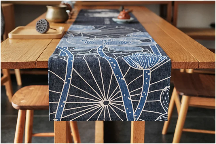 Chinese style cotton linen deep blue lotus printed table runner zen style tea table tablecloth retro bed runner towel home decor
Chinese style cotton linen deep blue lotus printed table runner zen style tea table tablecloth retro bed runner towel home decor