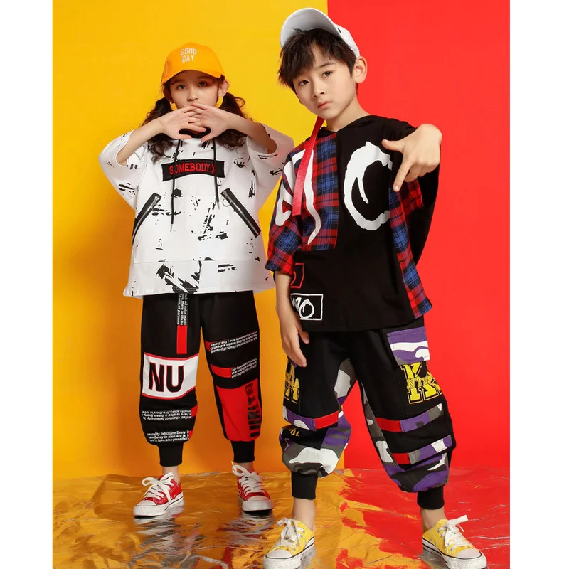 Girls Boys Loose Shirt Pants Shorts Hip Hop Costume Clothing Outfits Dance Costumes for Kids Ballroom Dancing Streetwear | Тематическая