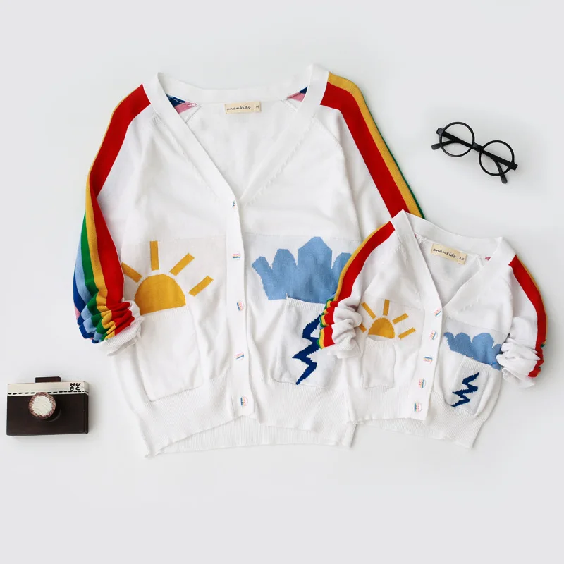 Christmas Sweater Mom and Baby Matching Clothing Mother Son Daughter Outfits Rainbow Sun Cardigan Mom & Baby Jacket Mom Kid Set
Christmas Sweater Mom and Baby Matching Clothing Mother Son Daughter Outfits Rainbow Sun Cardigan Mom & Baby Jacket Mom Kid Set