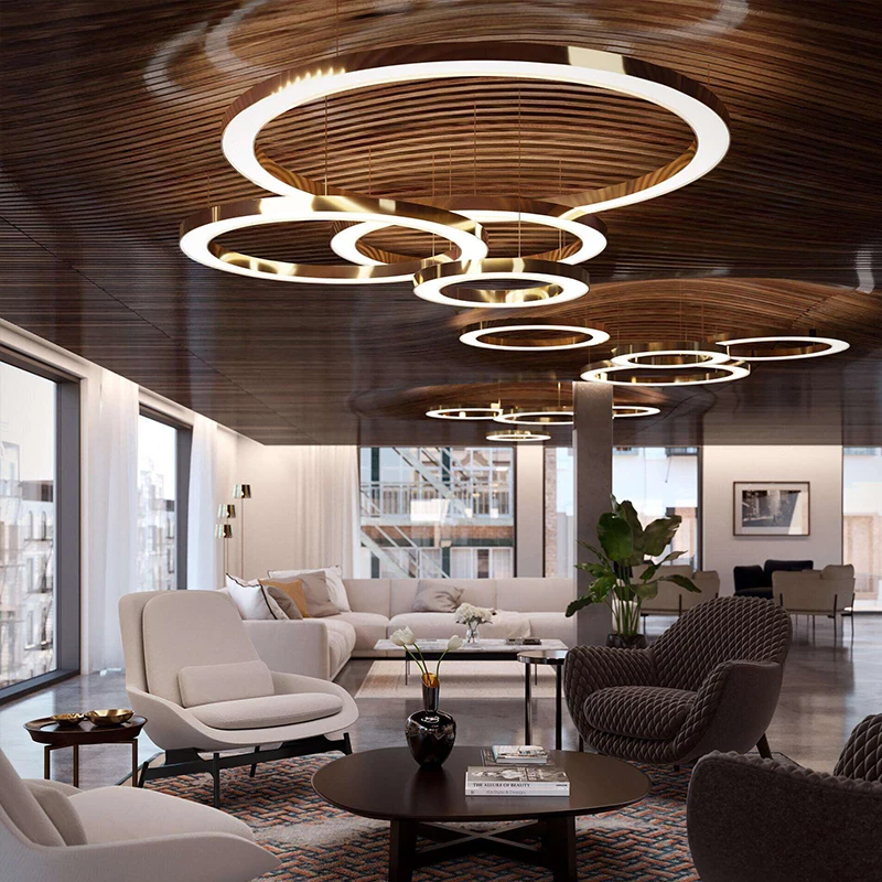 New modern living room led chandelier round combination ring light home decoration golden stainless steel chandelier lamp
New modern living room led chandelier round combination ring light home decoration golden stainless steel chandelier lamp