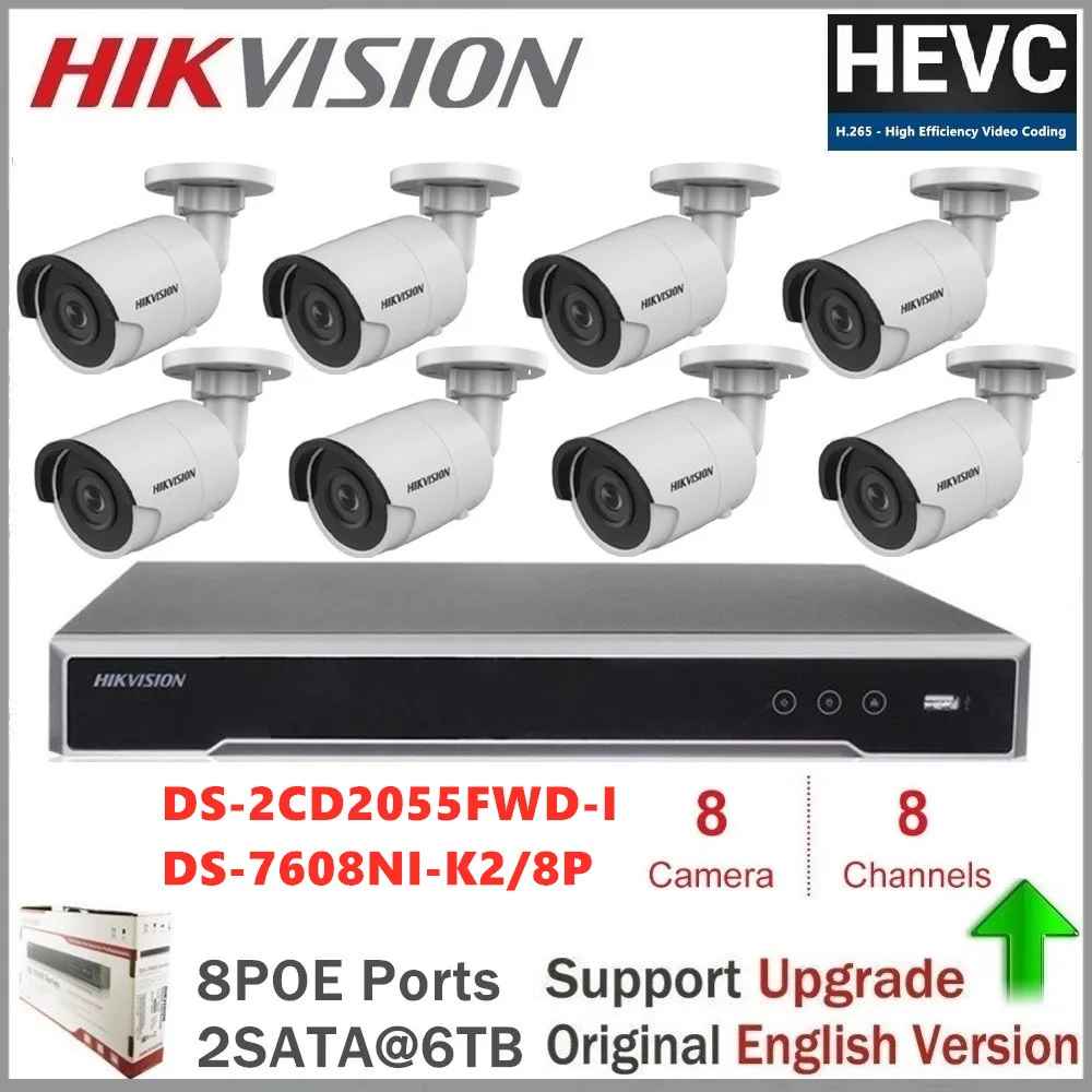 

Комплекты IP-камер видеонаблюдения Hikvision, DS-2CD2055FWD-I, 5 Мп, ИК, фиксированная сетевая цилиндрическая камера, H.265 PoE