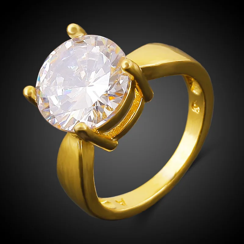 Big Huge CZ imitated zirconia Ring Yellow Gold Filled Women Engagement Promise (US size 8 9) | Украшения и аксессуары
