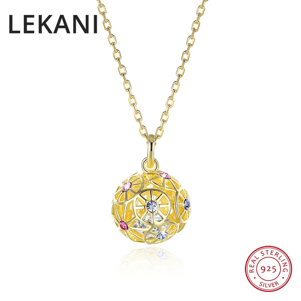 LEKANI ожерелье с разноцветными шариками и кристаллами Swarovski серебро 925 пробы