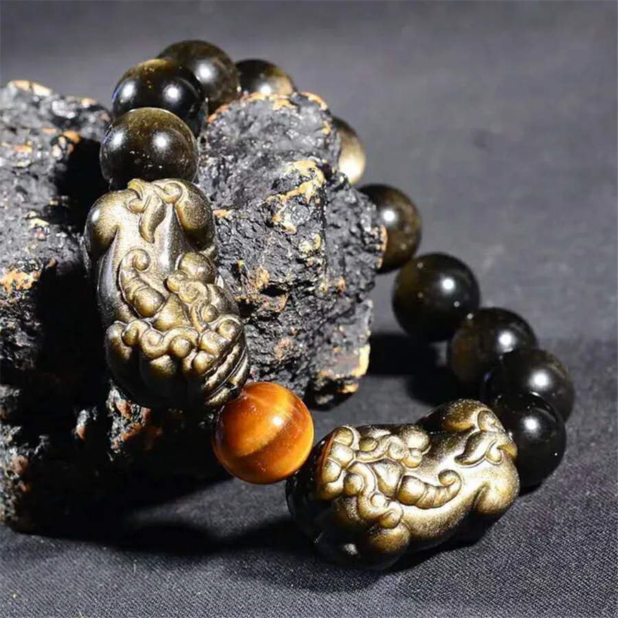 16mm Genuine Natural Gold Obsidian Bracelet Women Men Gift Healing Stone Stretch Round Beads Crystal Jewelry AAAAA
16mm Genuine Natural Gold Obsidian Bracelet Women Men Gift Healing Stone Stretch Round Beads Crystal Jewelry AAAAA