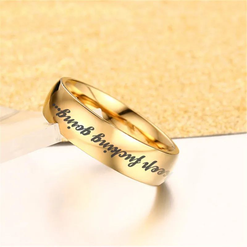 Inspirational Friendship Simple Style Titanium Steel Gold Silver keep Going Ring For Men Women Jewelry
Inspirational Friendship Simple Style Titanium Steel Gold Silver keep Going Ring For Men Women Jewelry