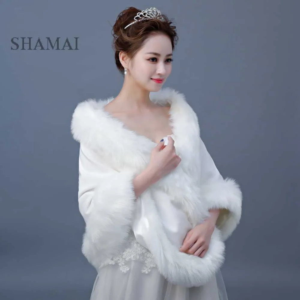 SHAMAI Faux Fur Winter Bridal Wraps Warm Ivory Fur Boleros Bridal Cape Evening Coat High Quality Wedding bridesmaids wrap
SHAMAI Faux Fur Winter Bridal Wraps Warm Ivory Fur Boleros Bridal Cape Evening Coat High Quality Wedding bridesmaids wrap