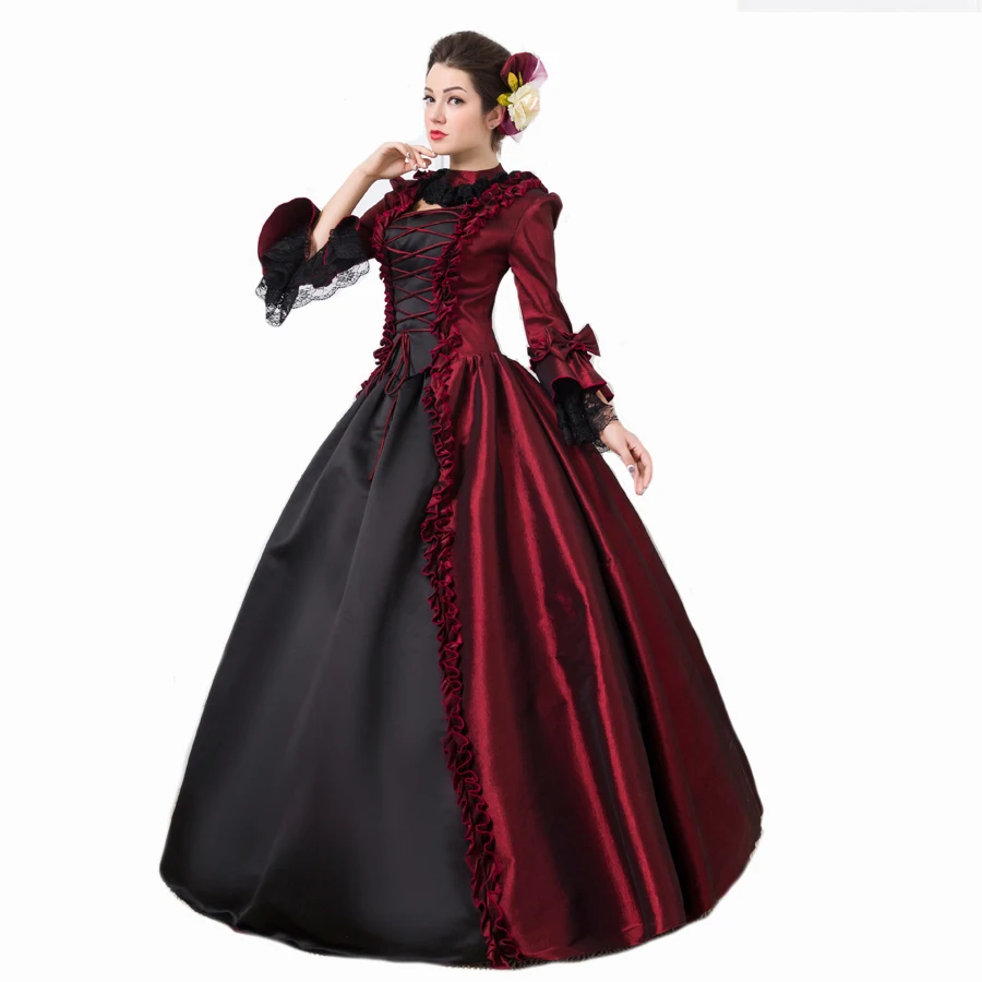 Gothic Burgundy and Black Victorian Dress Renaissance Vampire Dresses Theatre Costumes Clothing
Gothic Burgundy and Black Victorian Dress Renaissance Vampire Dresses Theatre Costumes Clothing