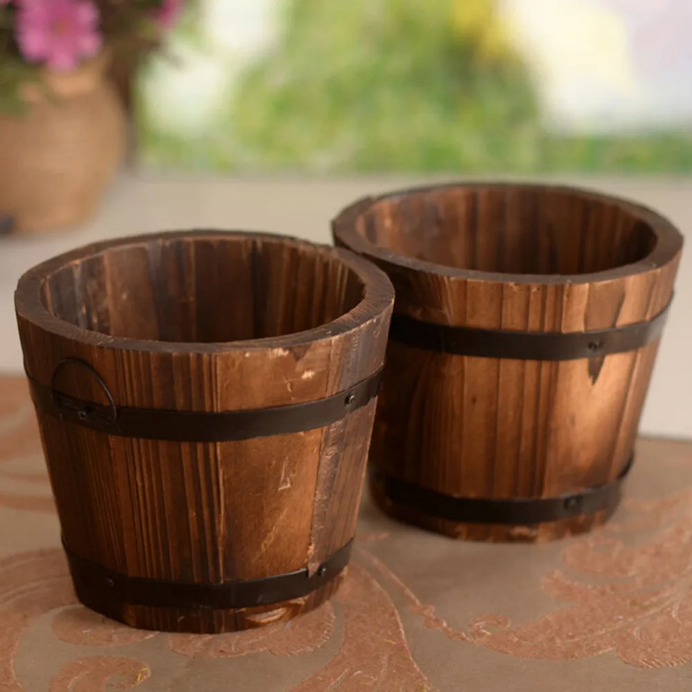 Wooden Small Barrel Primaries Flower Pot Home Decoration Retro Wooden Bucket Round Barrel Planter Flower Pots
Wooden Small Barrel Primaries Flower Pot Home Decoration Retro Wooden Bucket Round Barrel Planter Flower Pots