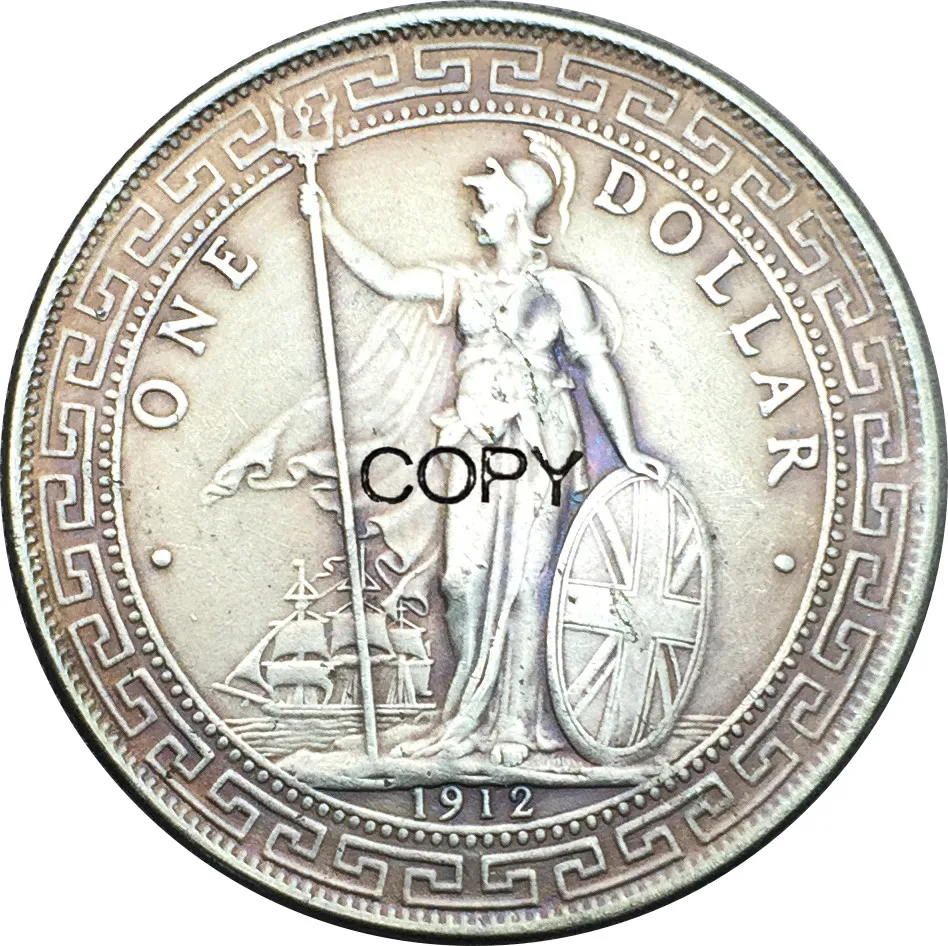 Британская торговля, один доллар 1912 Гонконг, Гонконг, Юань, латунная Посеребренная копировальная монета
Британская торговля, один доллар 1912 Гонконг, Гонконг, Юань, латунная Посеребренная копировальная монета