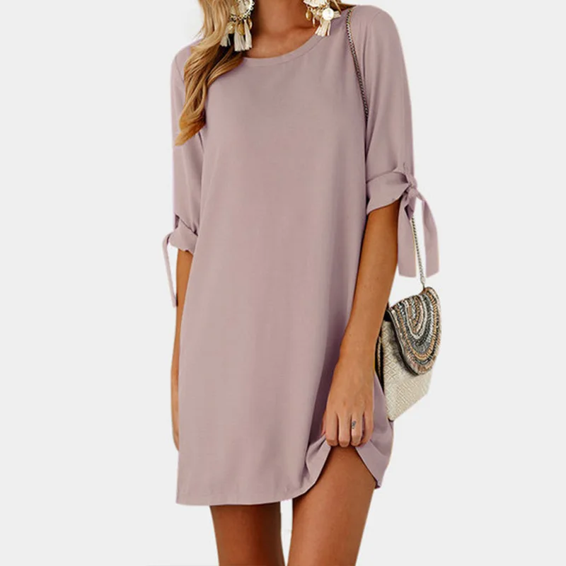 Hot ZANZEA Solid Scoop Neck Half Sleeve Loose Chiffon Short Vestidos 2021 Summer Women Elegant Bow Tie Party Beach Mini Dress
Hot ZANZEA Solid Scoop Neck Half Sleeve Loose Chiffon Short Vestidos 2021 Summer Women Elegant Bow Tie Party Beach Mini Dress