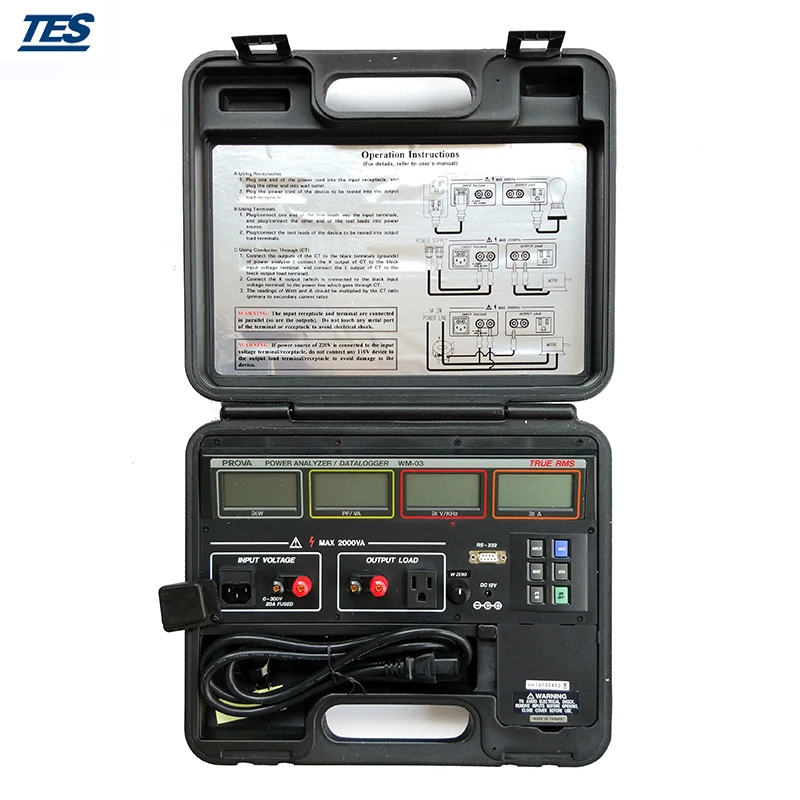 TES WM-03 TRMS Power Analyzer Datalogger, Ture Arm AC & DC W/PF/ V/A Data Logging with RS232 interface
TES WM-03 TRMS Power Analyzer Datalogger, Ture Arm AC & DC W/PF/ V/A Data Logging with RS232 interface