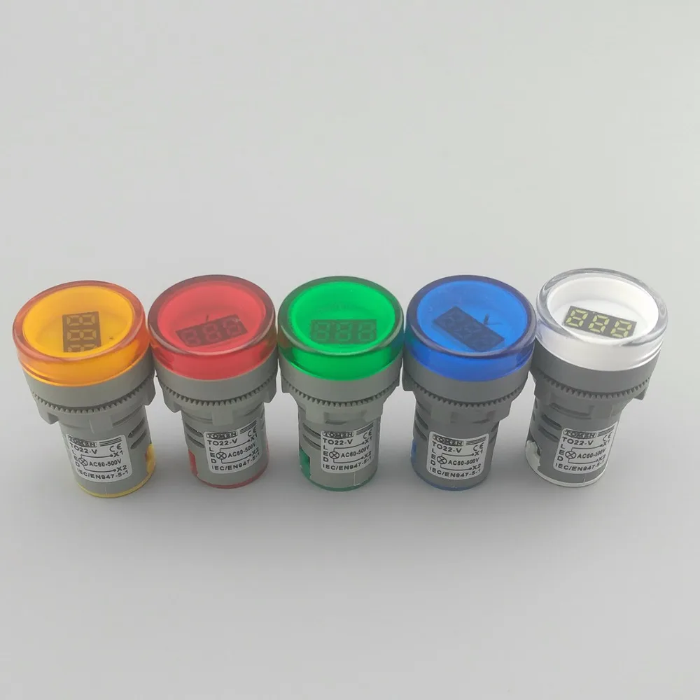 22MM TOMZN AC 60-500V LED Voltmeter voltage meter indicator pilot light Red Yellow Green white Blue
22MM TOMZN AC 60-500V LED Voltmeter voltage meter indicator pilot light Red Yellow Green white Blue