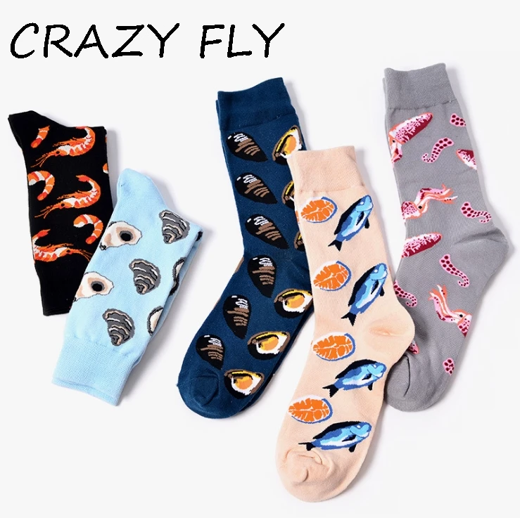 Магазин Crazy Fly Persoonlijkheid vrouwen Grappige Patroon Sokken Zeevruchten Korte Katoen тапочки Vrouwen Enkel Paar Sock 2019|socks