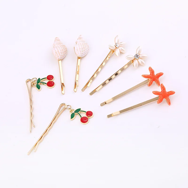 New Fashion Women Girls Cute Enamel Starfish Conch Cherry Simulated-pearl flower Bobby Pins Holiday Ocean Fruit Hairpins
New Fashion Women Girls Cute Enamel Starfish Conch Cherry Simulated-pearl flower Bobby Pins Holiday Ocean Fruit Hairpins