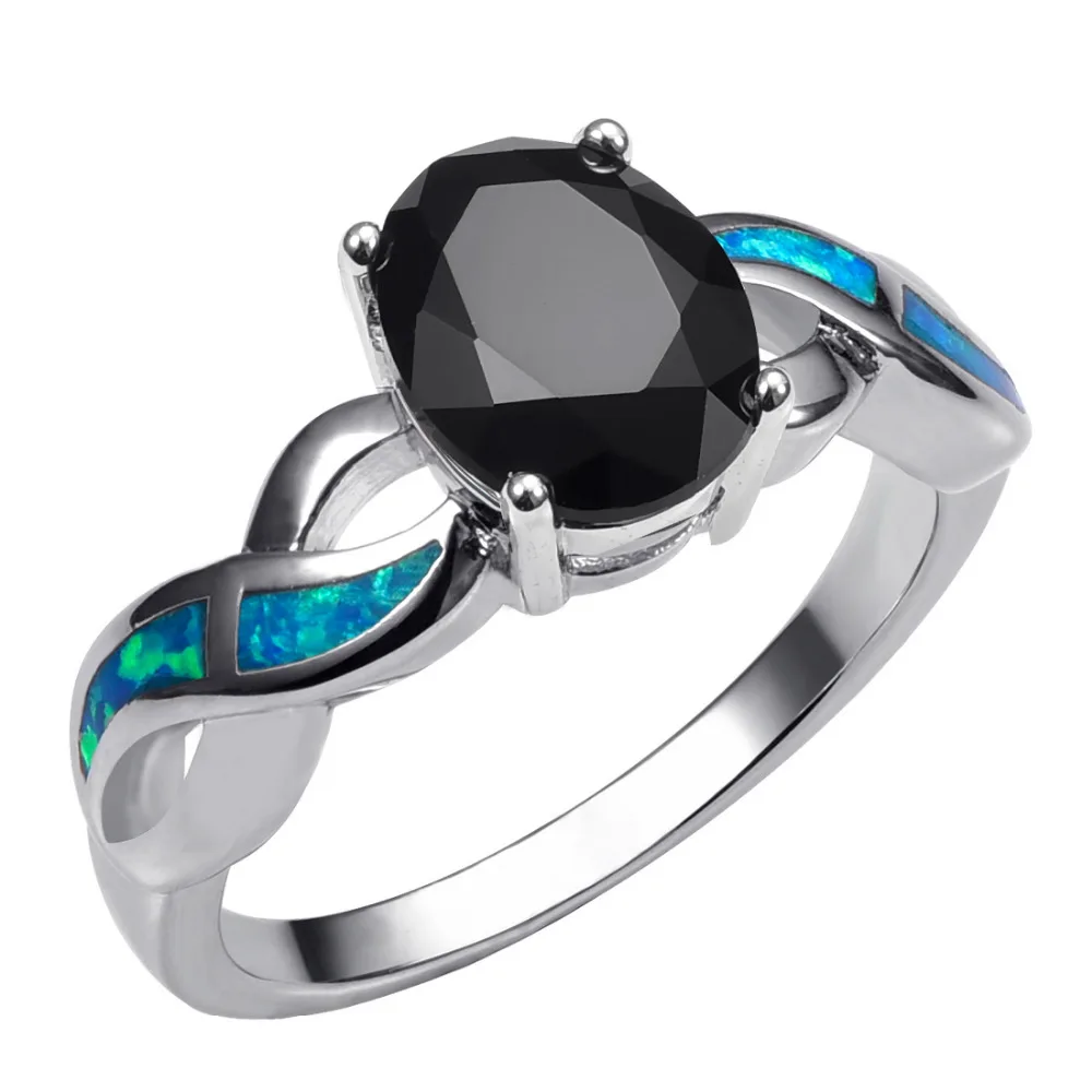

Кольцо из черного оникса с голубым огнем, серебряное кольцо с опалом в форме сердечка, ювелирные изделия, Размер 6 7 8 9 10 R1429
