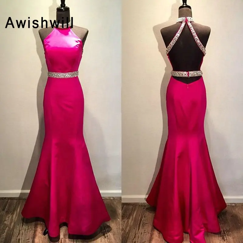 New Arrival Mermaid Prom Dresses Long Backless Halter Floor Length Beaded Satin Sexy Trumpet Formal Evening Gowns For Women
New Arrival Mermaid Prom Dresses Long Backless Halter Floor Length Beaded Satin Sexy Trumpet Formal Evening Gowns For Women