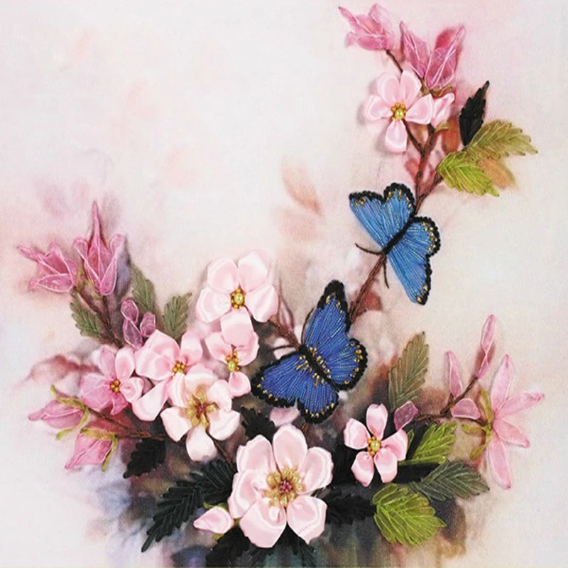 55X55cm Blue Butterfly DIY Ribbon Embroidery 3D Embroidery Print Cross Set Needlework Unfinished Wall Painting Craft Gift
55X55cm Blue Butterfly DIY Ribbon Embroidery 3D Embroidery Print Cross Set Needlework Unfinished Wall Painting Craft Gift