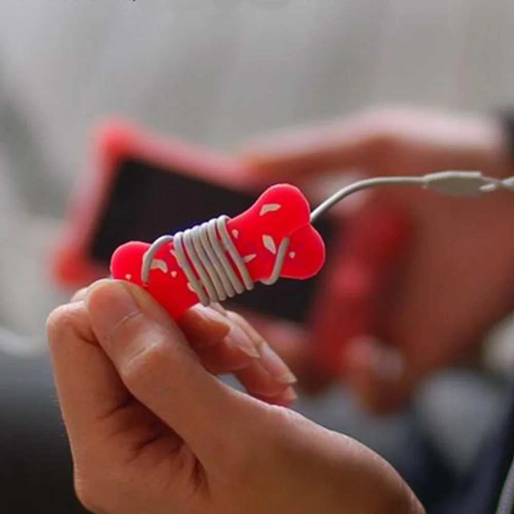 1PC Cute Cartoon Dog Bone Cord Cable Wrap Manage Headphone Earphone Winder Organizer Protector Holder | Электроника