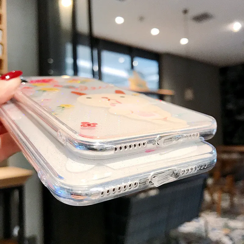Мультфильм утка Кролик Медведь чехол для iPhone X 6 6s Plus XR XS Max мягкая прозрачная