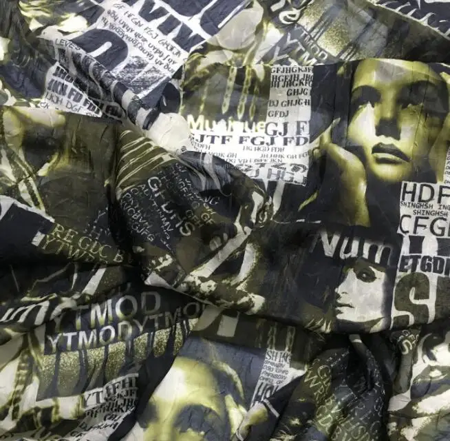 Fashion series dark green English letter head crushed Chiffon Dress DIY dyeing flow pressure wrinkle fabric
Fashion series dark green English letter head crushed Chiffon Dress DIY dyeing flow pressure wrinkle fabric