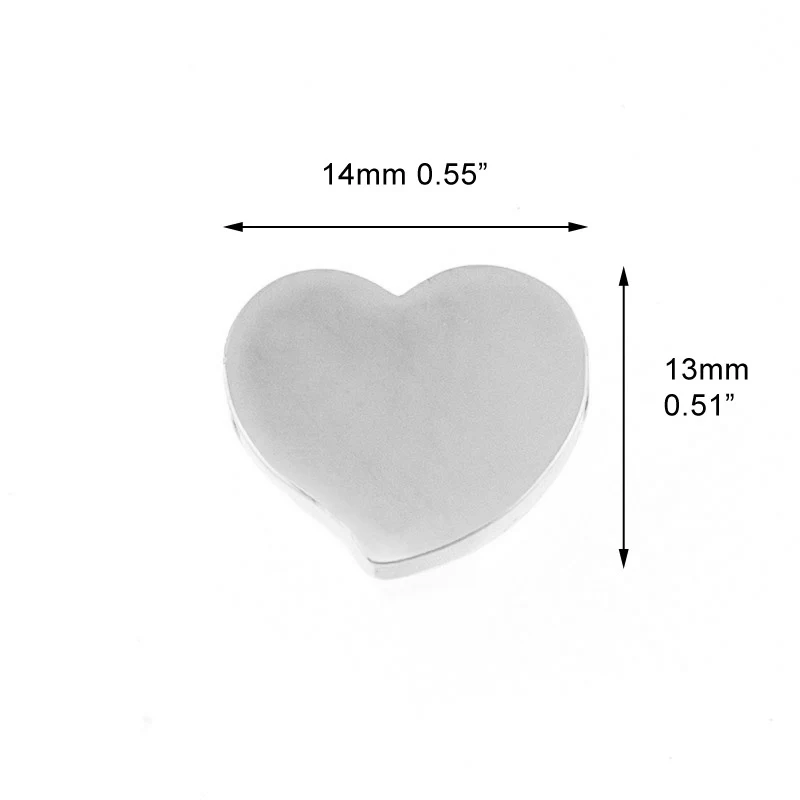 Simsimi slide askew сердце 2 мм просверленное отверстие кулон из нержавеющей стали