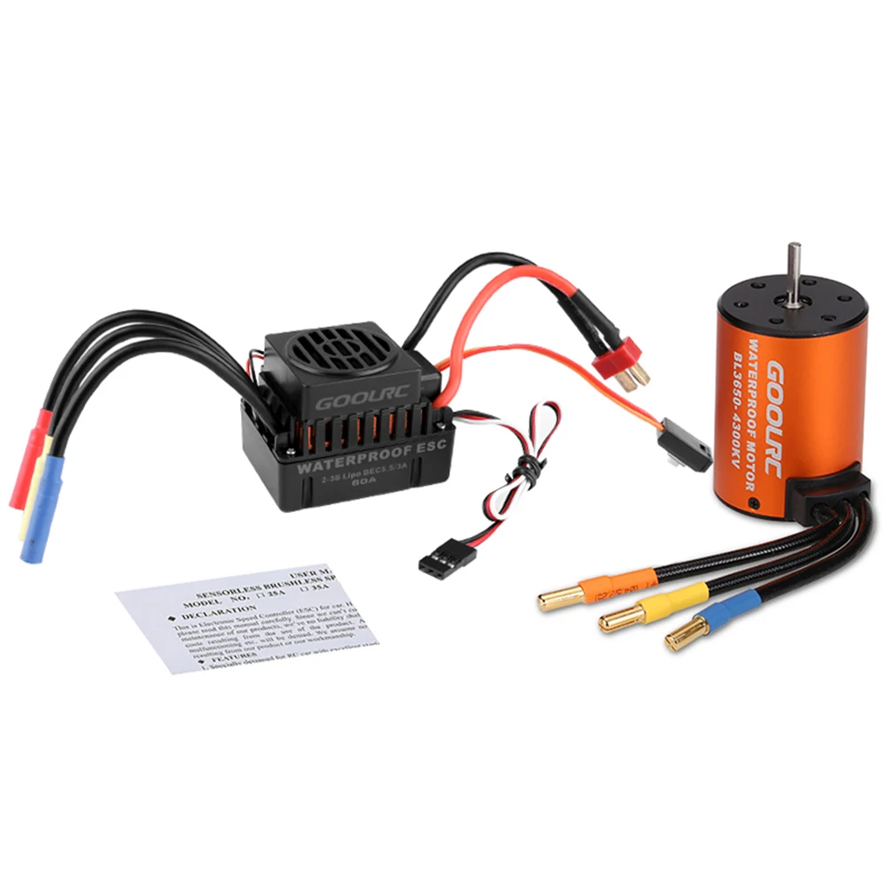 GoolRC Upgraded Waterproof 3650 4300KV Brushless Motor with 60A ESC Combo Set for 1/10 RC Car Truck
GoolRC Upgraded Waterproof 3650 4300KV Brushless Motor with 60A ESC Combo Set for 1/10 RC Car Truck