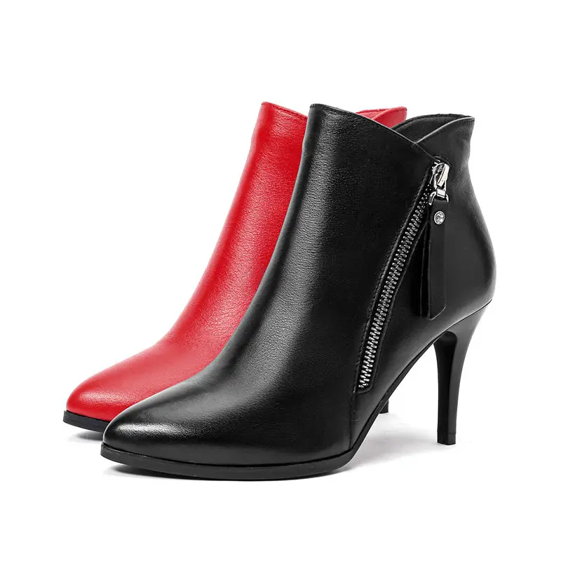 ASUMER 2020 HOT SALE adult ankle boots for women high quality solid autumn boots pointed toe thin heels genuine leather boots 
ASUMER 2020 HOT SALE adult ankle boots for women high quality solid autumn boots pointed toe thin heels genuine leather boots