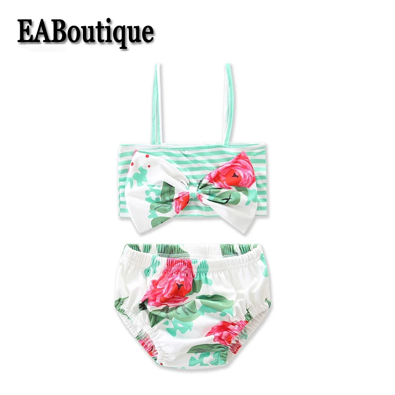 EABoutique летний модный купальник Свежий зеленый цветок лоскутное полосатый большой