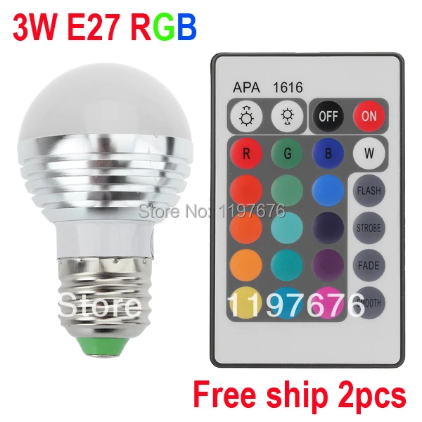 3W RGB E27 GU10 E14 16 Colors LED Light Bulb Lamp Spotlight 85-265V + IR Remote Control free shipping
3W RGB E27 GU10 E14 16 Colors LED Light Bulb Lamp Spotlight 85-265V + IR Remote Control free shipping