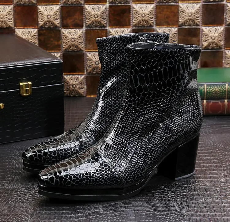 New Imitate Snakeskin Leather Men Oxford Shoes Pointed Toes Mix Colour Ankle Boots Male Solid Black High Heel Men's Dress Shoes
New Imitate Snakeskin Leather Men Oxford Shoes Pointed Toes Mix Colour Ankle Boots Male Solid Black High Heel Men's Dress Shoes