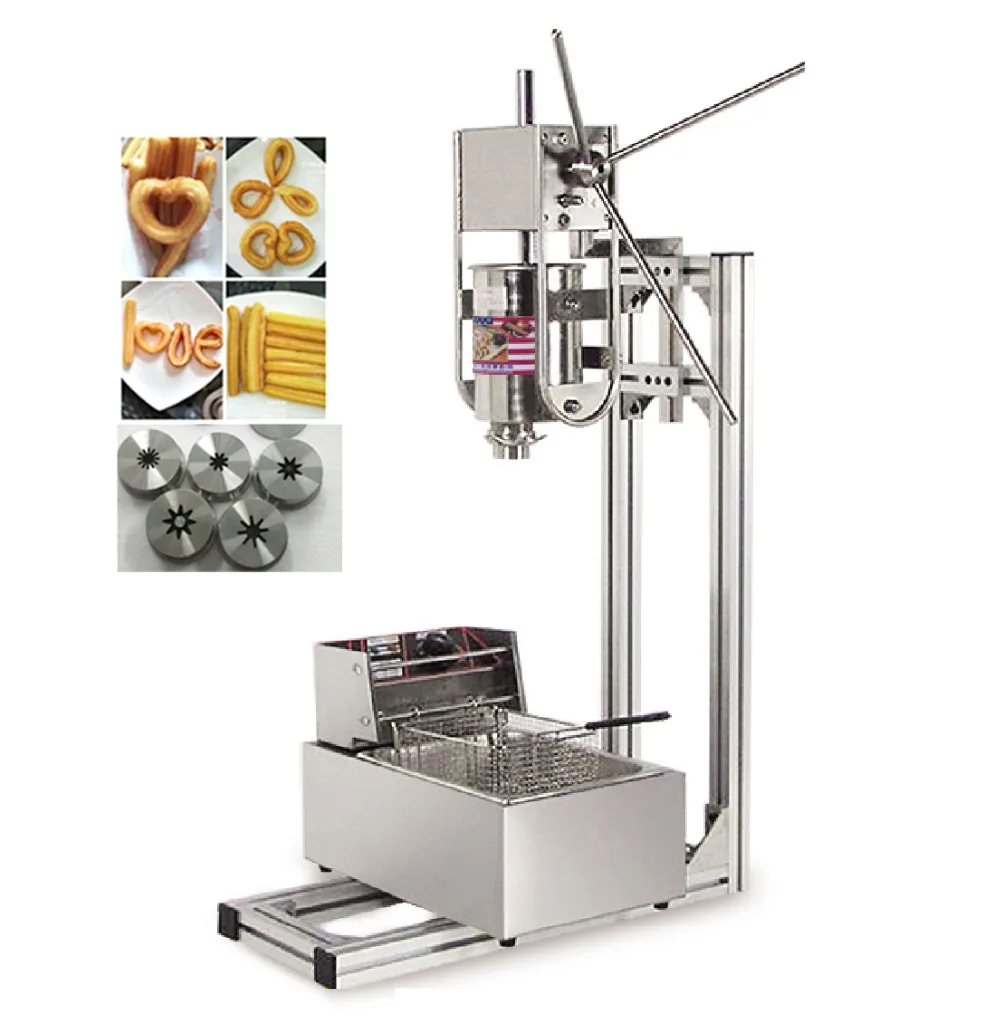 Manual Spanish Churros Making Machine Capacity 3L Commercial Deluxe Stainless Steel 3L Churro Maker with 6L Electric Fryer
Manual Spanish Churros Making Machine Capacity 3L Commercial Deluxe Stainless Steel 3L Churro Maker with 6L Electric Fryer