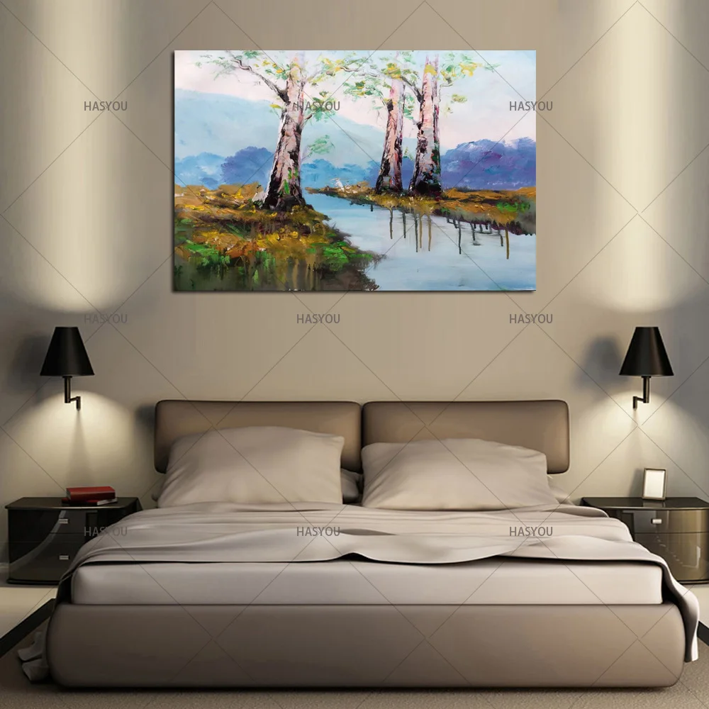 Handpainted Modern tree river and mountain Wall Painting Pretty Tree Scenery Oil Painting On Canvas Wall Decor Home Decoration
Handpainted Modern tree river and mountain Wall Painting Pretty Tree Scenery Oil Painting On Canvas Wall Decor Home Decoration