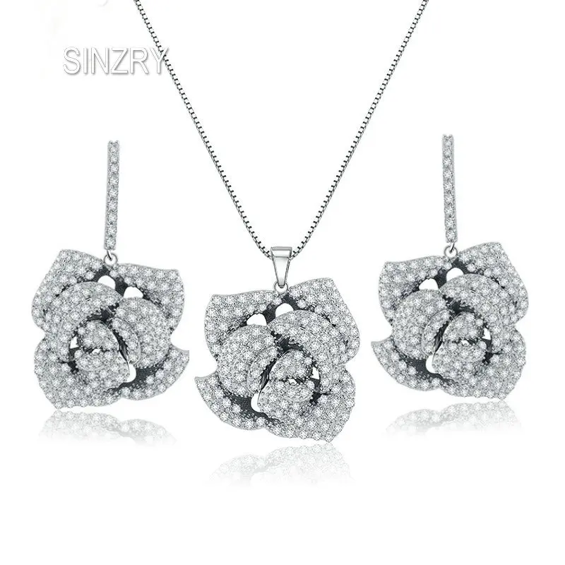 SINZRY romantic jewelry cubic Zirconia rose flower pendant necklace earring set top quality trendy creative jewelry set
SINZRY romantic jewelry cubic Zirconia rose flower pendant necklace earring set top quality trendy creative jewelry set