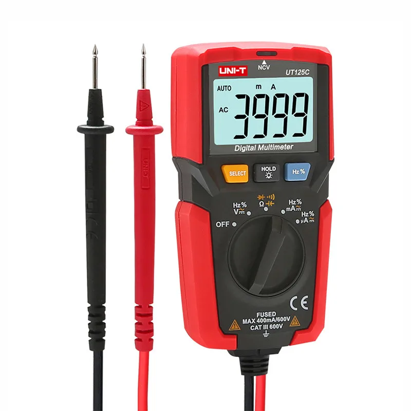 UT125C ручной карманный цифровой мультиметр AC/DC тестер напряжения multimetro uni-t Amp Ohm Cap Hz NCV
UT125C ручной карманный цифровой мультиметр AC/DC тестер напряжения multimetro uni-t Amp Ohm Cap Hz NCV