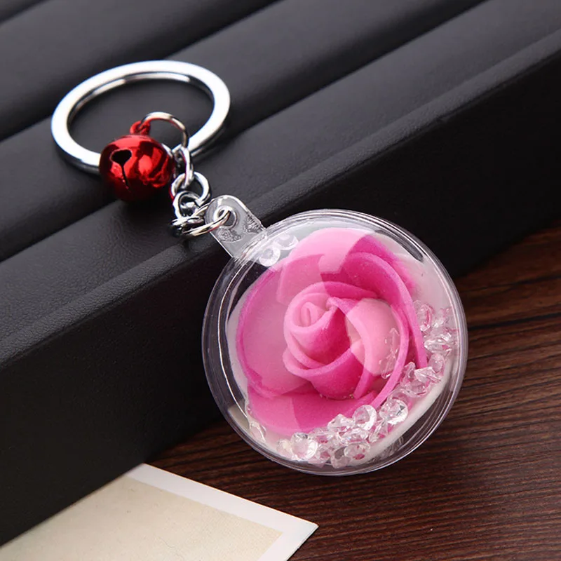 Модный брелок в виде роз с кристаллами металлическим колокольчиком для