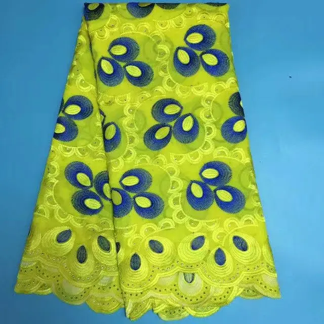5 Yds/pc Hot sale yellow and blue embroidery african cotton fabric with rhinestones swiss voile lace for clothes BC142-4
5 Yds/pc Hot sale yellow and blue embroidery african cotton fabric with rhinestones swiss voile lace for clothes BC142-4