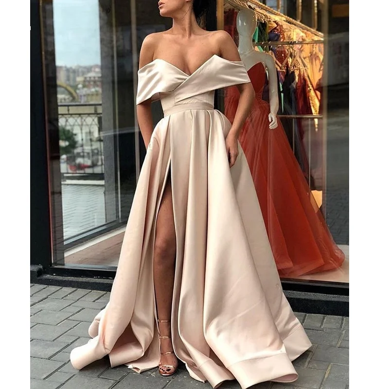 AE1223 New Sexy Split Off the Shoulder Satin Evening Dresses Party Prom Dresses Formal Gowns Plus size Long Dresses with Pockets
AE1223 New Sexy Split Off the Shoulder Satin Evening Dresses Party Prom Dresses Formal Gowns Plus size Long Dresses with Pockets