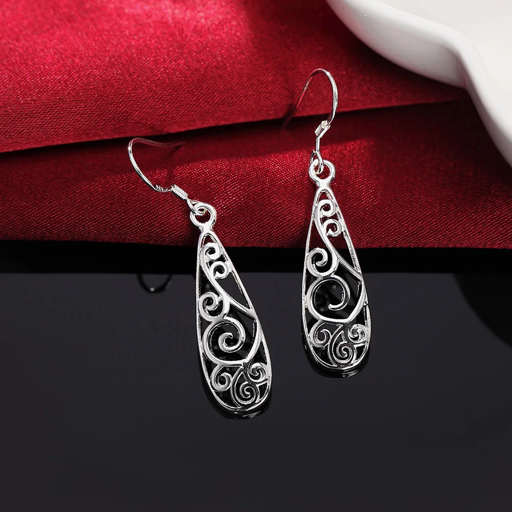 

Promotion LE018 cute new retro women silver color earrings high quality fashion classic jewelry Nickle free /antiallergic