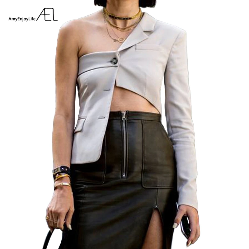 AEL Woman Off Shoulder Jacket Top Fashion Irregularity Blazer Female Sexy 2019 New Streetwear Summer Spring Ladies Clothing
AEL Woman Off Shoulder Jacket Top Fashion Irregularity Blazer Female Sexy 2019 New Streetwear Summer Spring Ladies Clothing