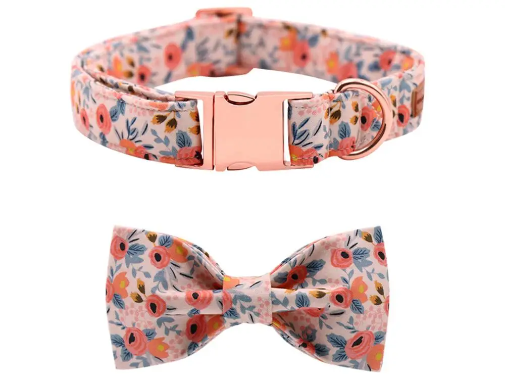 Unique Style Paws Dog Collar Pink Rose Flower Print Cotton Fabric Dog Collar and Bow
Unique Style Paws Dog Collar Pink Rose Flower Print Cotton Fabric Dog Collar and Bow