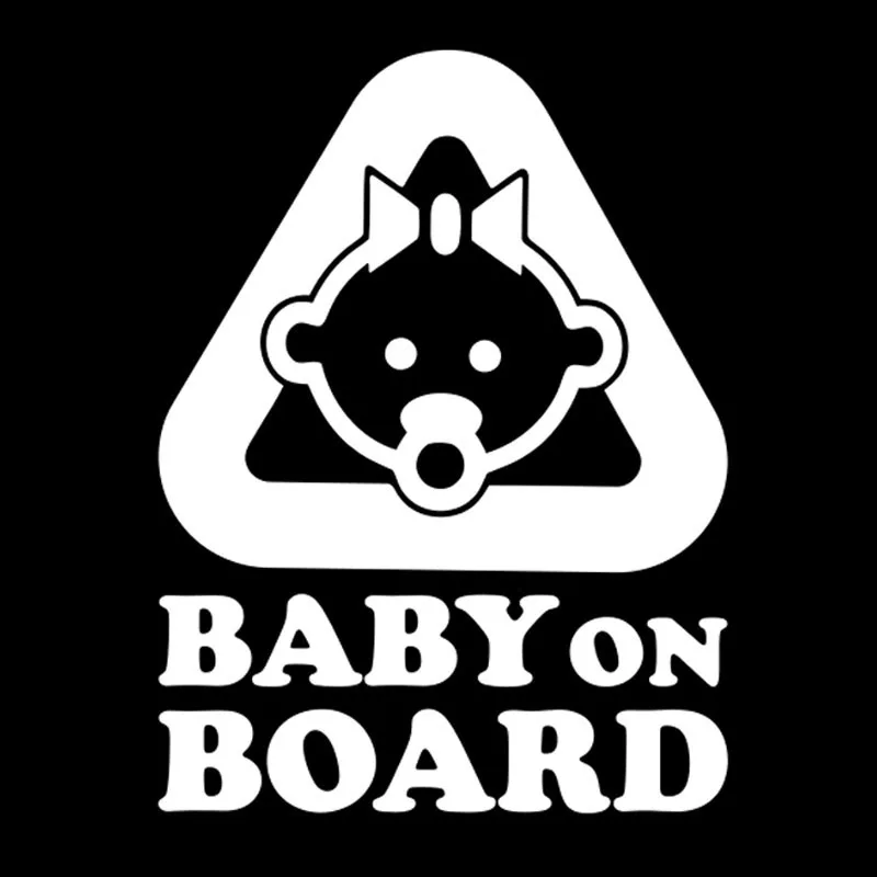 

QYPF 11.8CM*15.7CM Interesting BABY ON BOARD Baby In The Car Stickers Warning Vinyl Decals Decoration Black/Silver S9-2040