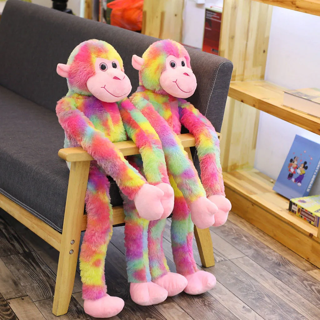 80CM Kawaii Long Arm Tail Rainbow Monkey Stuffed Doll Plush Toys Curtains Baby Sleeping Appease Animal Kids Birthday Gifts | Игрушки и